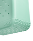 Close-up of a seafoam Bogg bag with branding on a white background