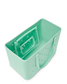 Top view of shimmery seafoam Bogg tote bag with perforated design on a white background