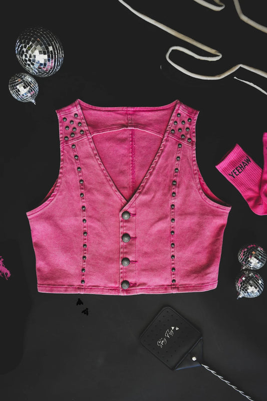 Pink Pecos Queen Denim Vest