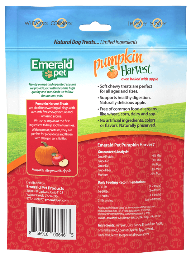 Emerald Pet Pumpkin Harvest Oven Baked Dog Treats- Pumpkin with Apple