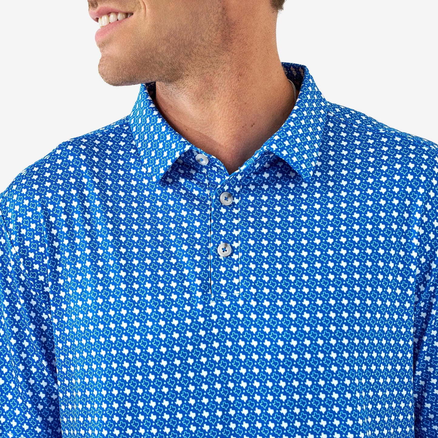 Burlebo Texas Performance Polo in Blue & White