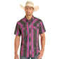 Rock & Roll TEK Western Magenta Stripe Short Sleeve Shirt