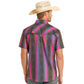 Rock & Roll TEK Western Magenta Stripe Short Sleeve Shirt
