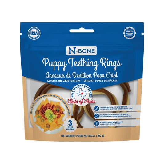 N-Bone Puppy Teething Rings Taste of Texas-Queso Con Carne Flavor