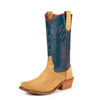 Rios of Mercedes Navy Calf Tan Crazyhorse Reversed Boot
