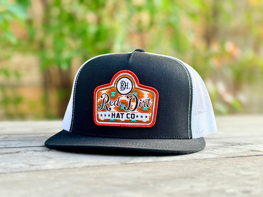 Red Dirt Hat Co. Gussied Up Flat Bill Cap in Black & White