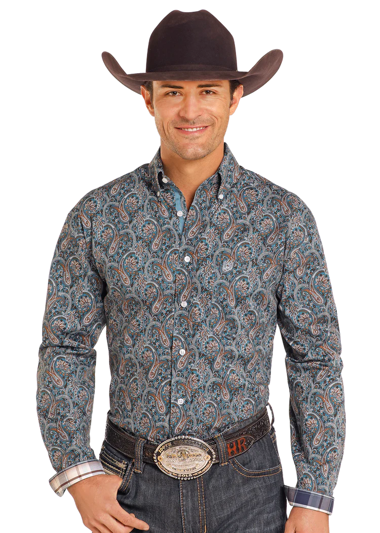 Panhandle Slim Rough Stock Paisley Long Sleeve Button Down Shirt