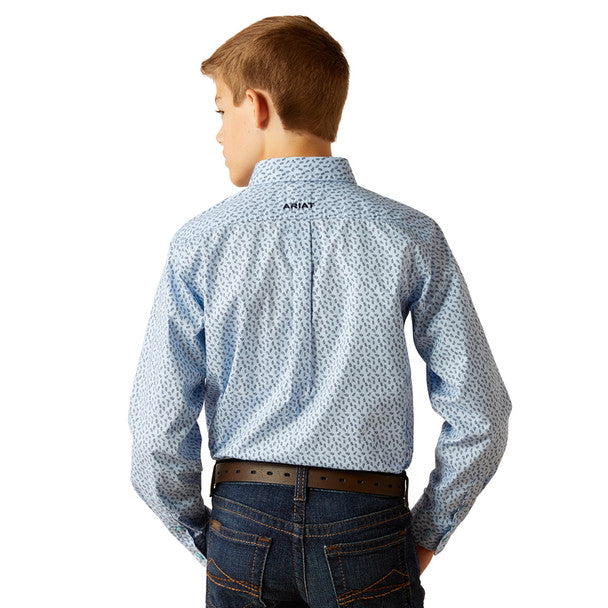 Ariat Boys Rowan Print Light Blue Shirt