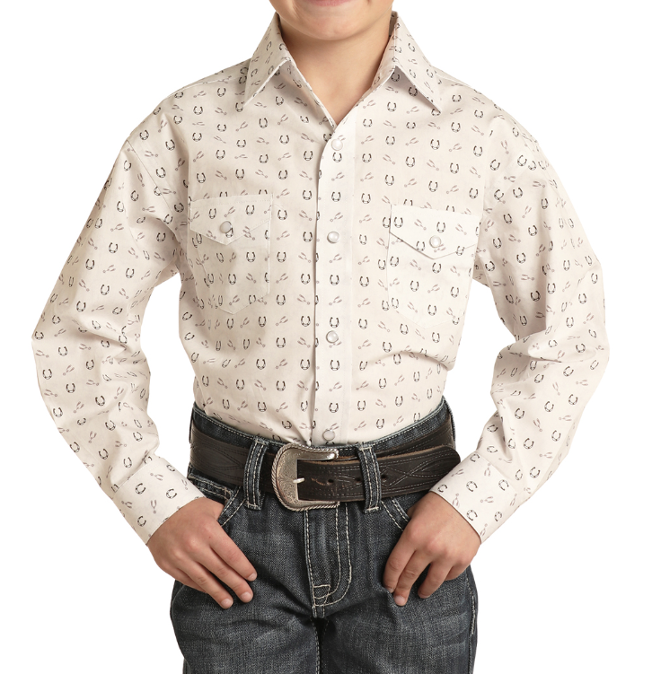 Rock & Roll Boys Horseshoe Long Sleeve Snap Shirt