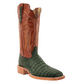 R. Watson Nubuck Olive Green Caiman Boot