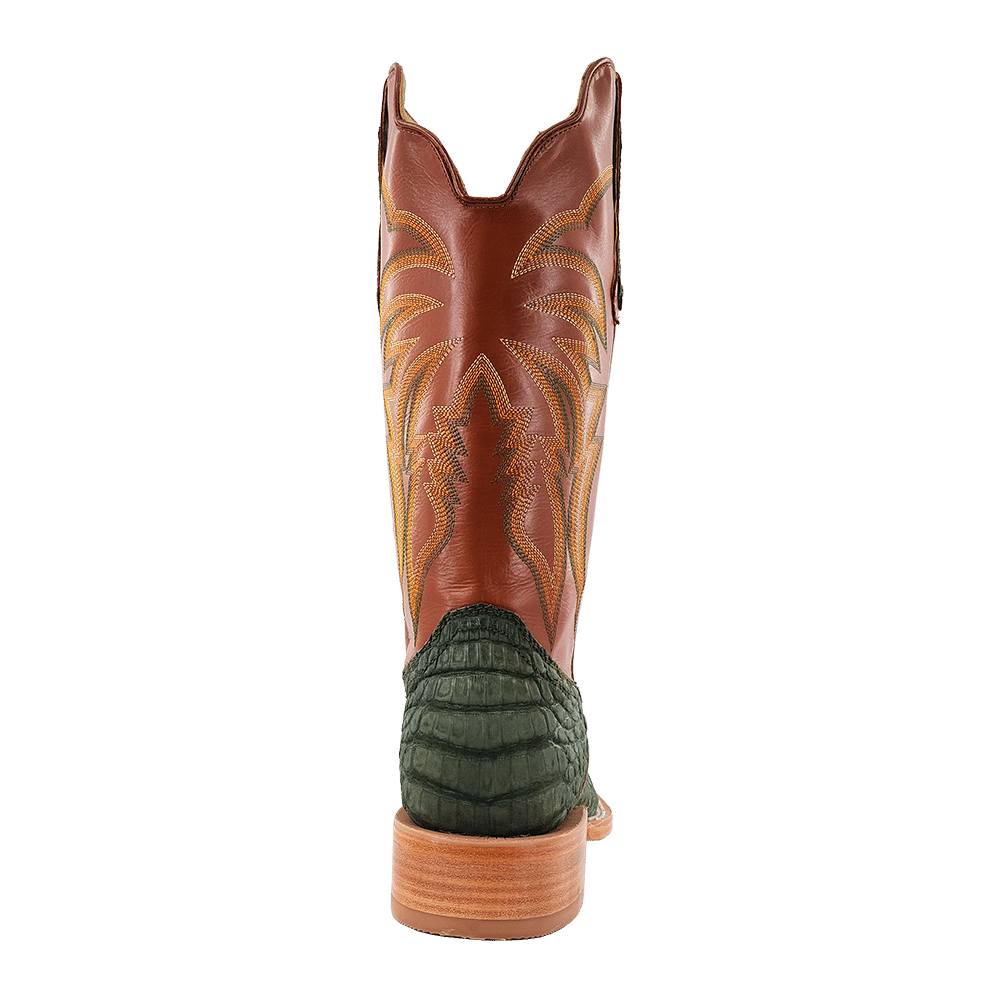 R. Watson Nubuck Olive Green Caiman Boot