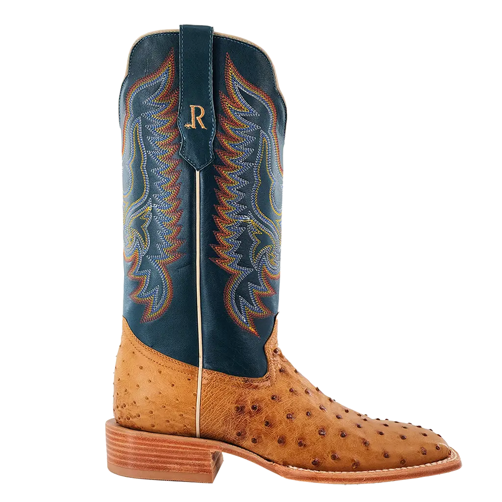 R. Watson Men’s Antique Saddle Full Quill Ostrich Wide Square 13″ Boot