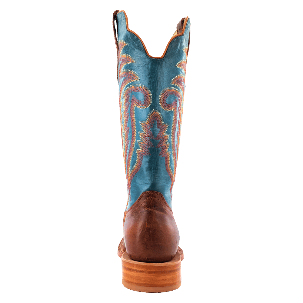 R. Watson Men’s Baby Blue and Palomino Tan Cowhide Wide Square 13″ Boot