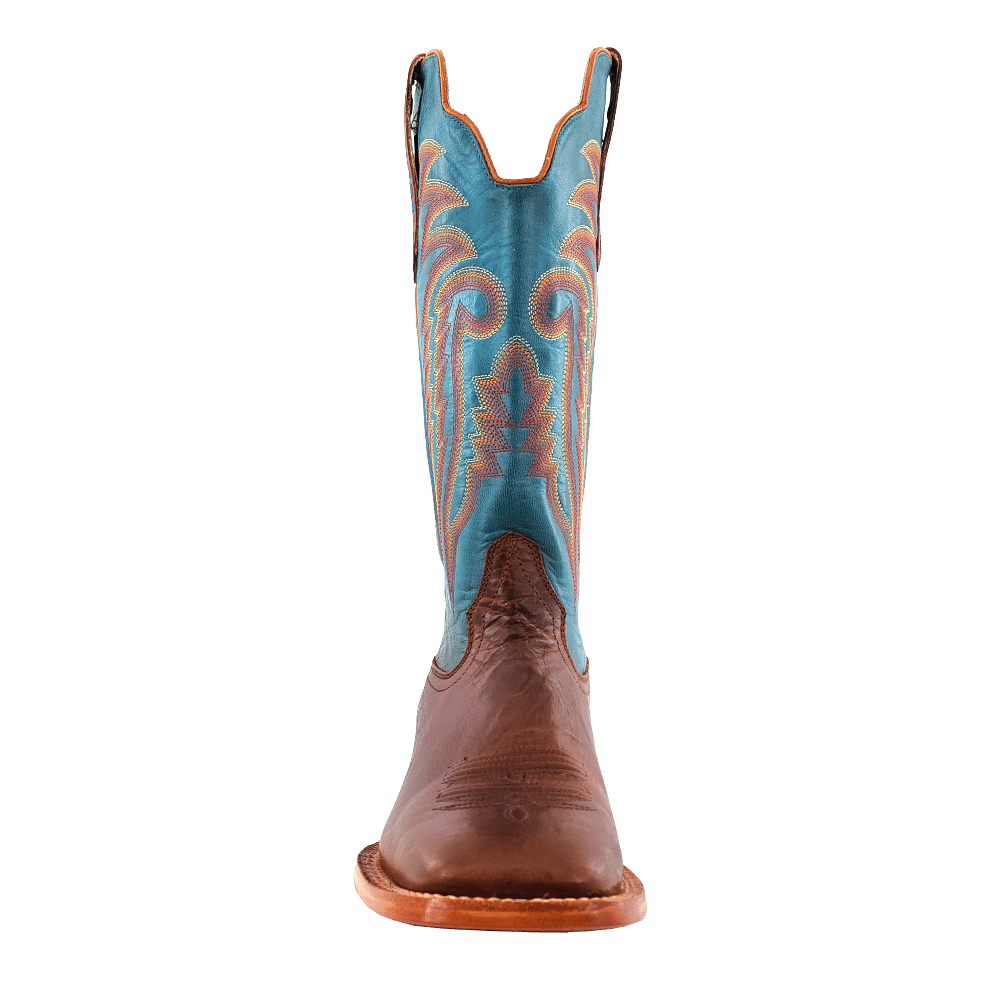 R. Watson Men’s Baby Blue and Palomino Tan Cowhide Wide Square 13″ Boot
