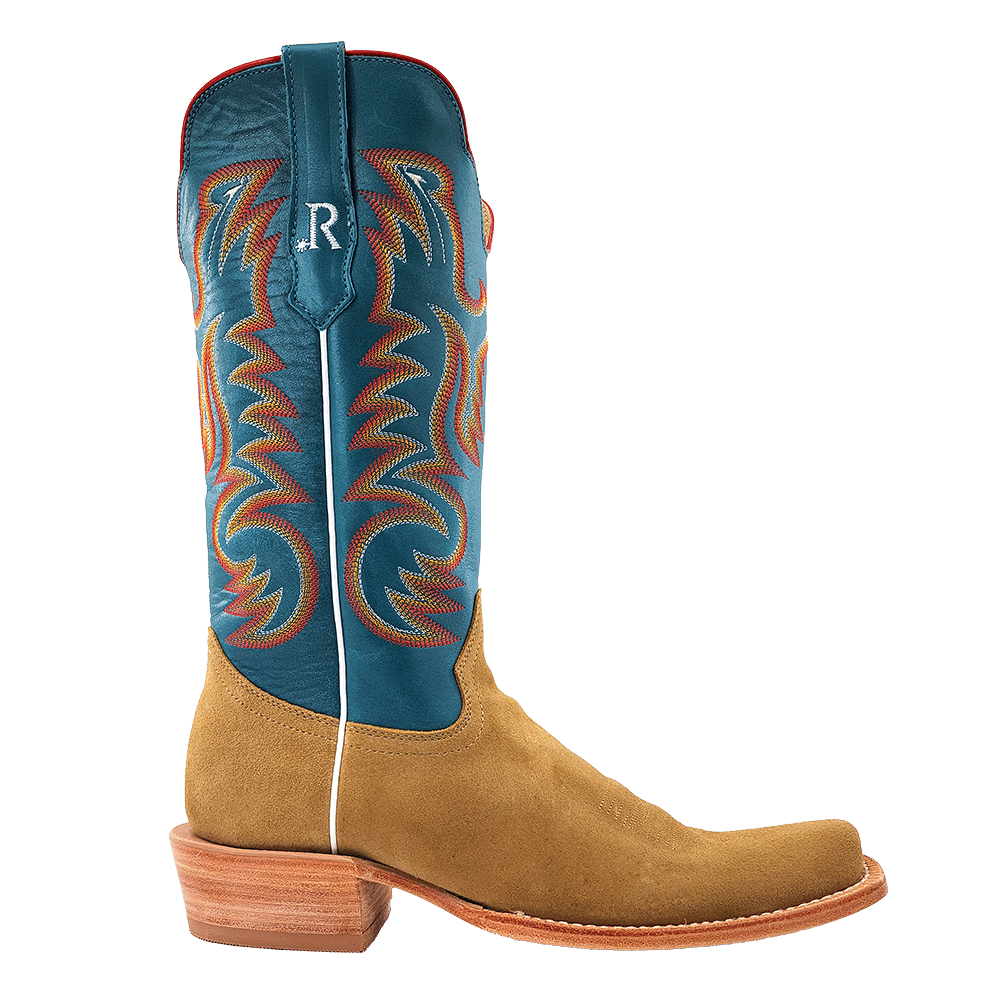 R. Watson Men’s Marine Blue and Sand Roughout Narrow Square 13″ Boot