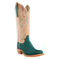 R. Watson Women's Turquoise Nubuck Sueded Caiman Belly Boot