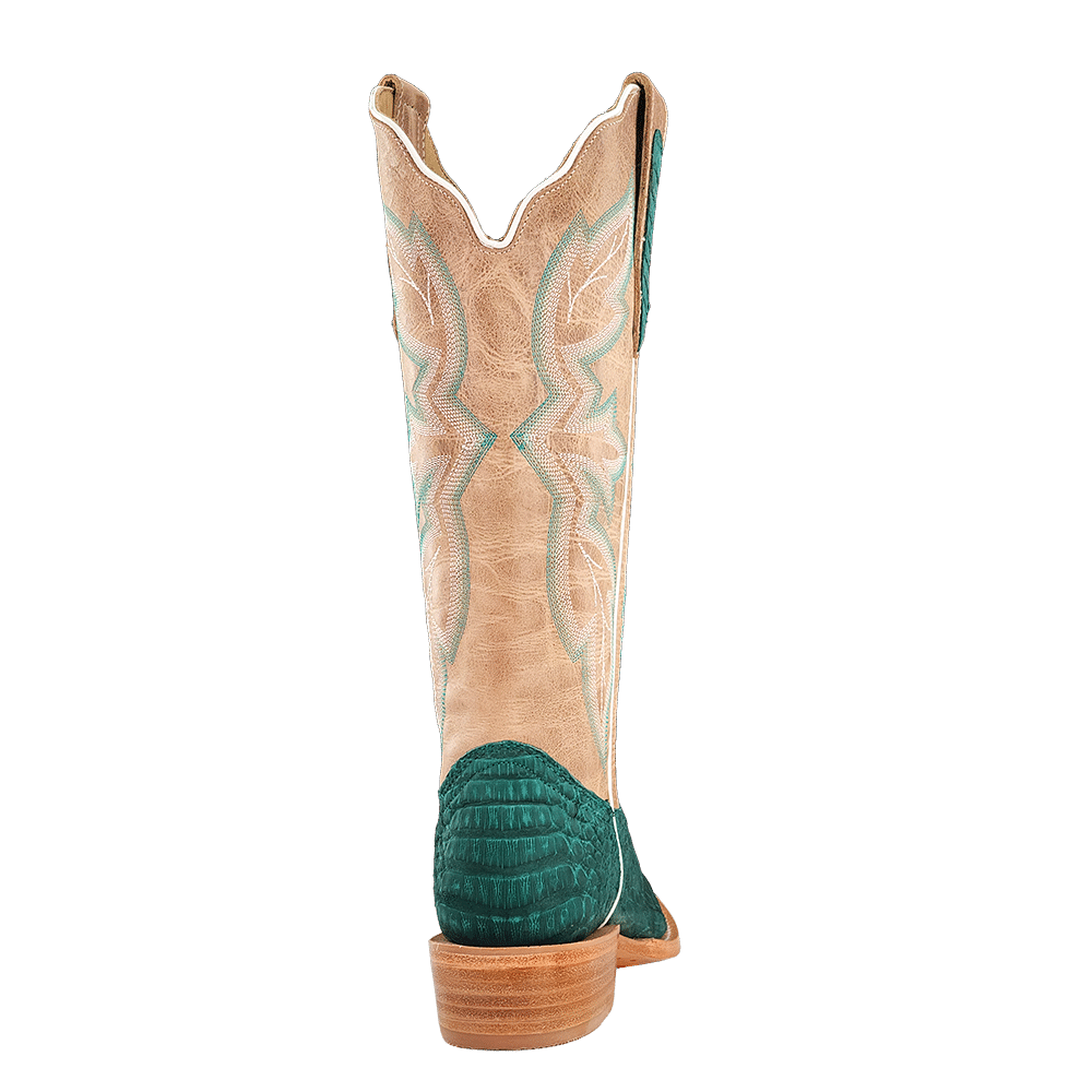 R. Watson Women's Turquoise Nubuck Sueded Caiman Belly Boot