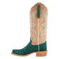 R. Watson Women's Turquoise Nubuck Sueded Caiman Belly Boot