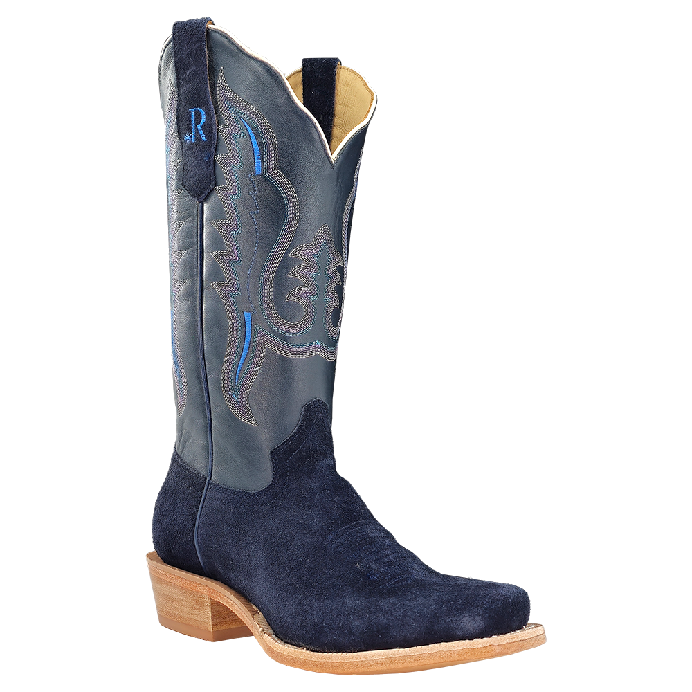 R. Watson Women’s Dark Blue Roughout Narrow Square 13″ Boot