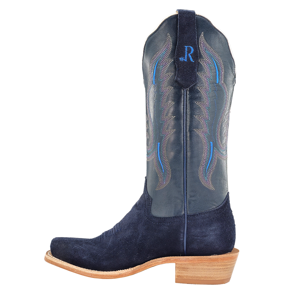 R. Watson Women’s Dark Blue Roughout Narrow Square 13″ Boot
