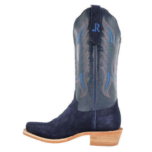 R. Watson Women’s Dark Blue Roughout Narrow Square 13″ Boot