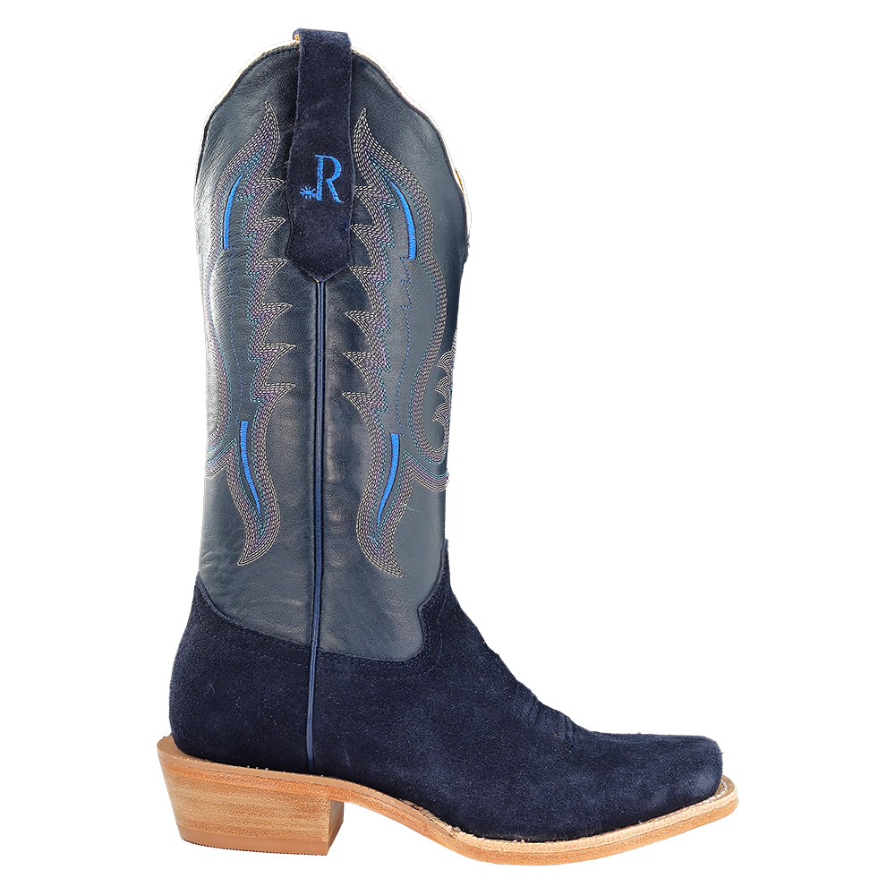 R. Watson Women’s Dark Blue Roughout Narrow Square 13″ Boot