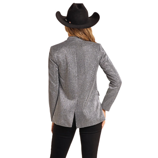 Rock & Roll Denim Silver Metallic Blazer