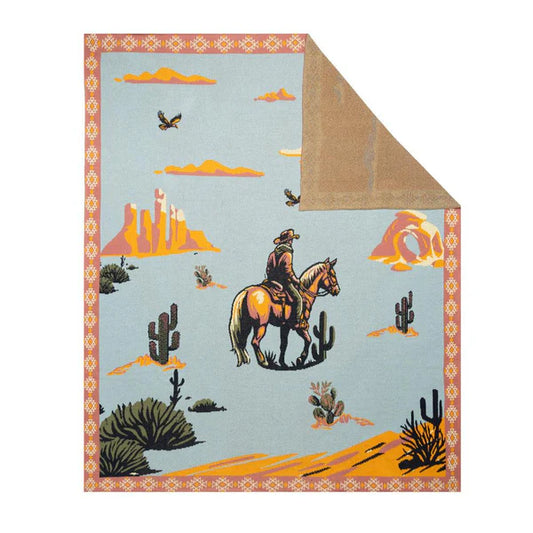 Lone Bronco Rider Throw Blanket