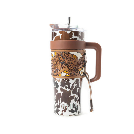 Wide Wyoming Tumbler in Brown and White
