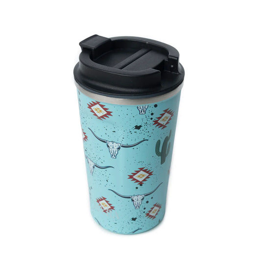 Myra Western Trail Brew Stainless Steel Mug in Cactus Geometry