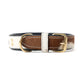 Myra Prairie Paws Studded Hairon Dog Collar in Brown & White