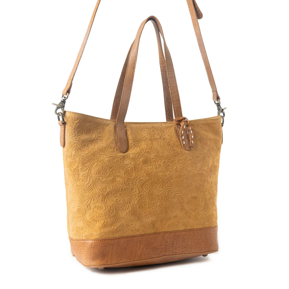 Myra Amber Dune Leather Bag in Rustic Mustard