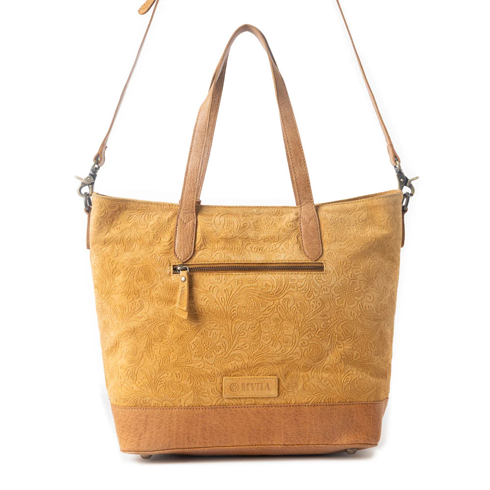 Myra Amber Dune Leather Bag in Rustic Mustard