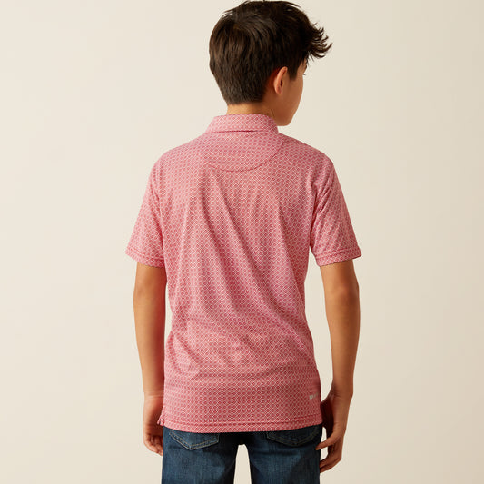 Ariat Boy's Geo Print Short Sleeve Button-Down Polo