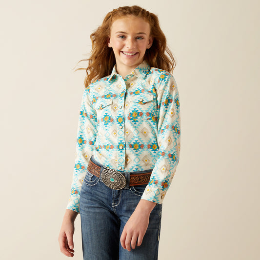 Ariat Girl's Remy Cayo Print Snap Shirt