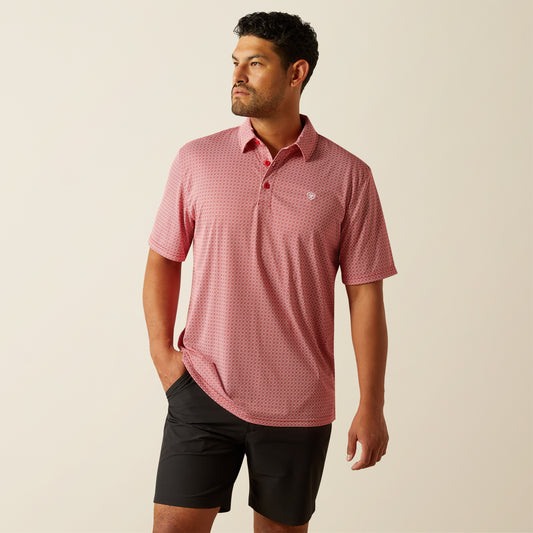Ariat Scooter AriatTEK Red & White Geo Polo Shirt