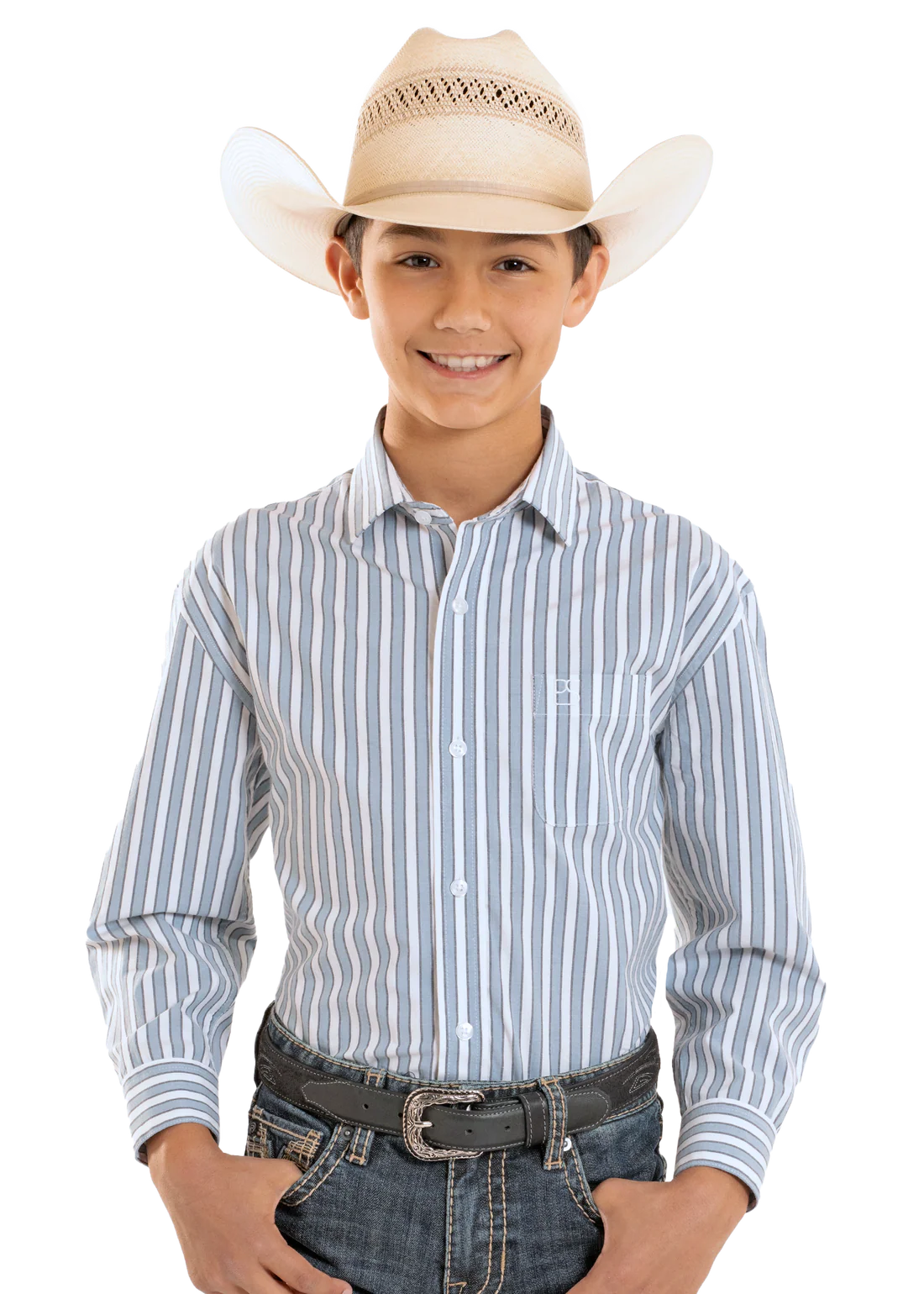 Panhandle Slim Boys' Classic Long Sleeve Stripe Button Shirt