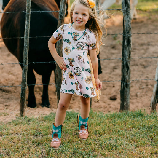 Shea Baby Girl's Sunflower Dress with Fringe