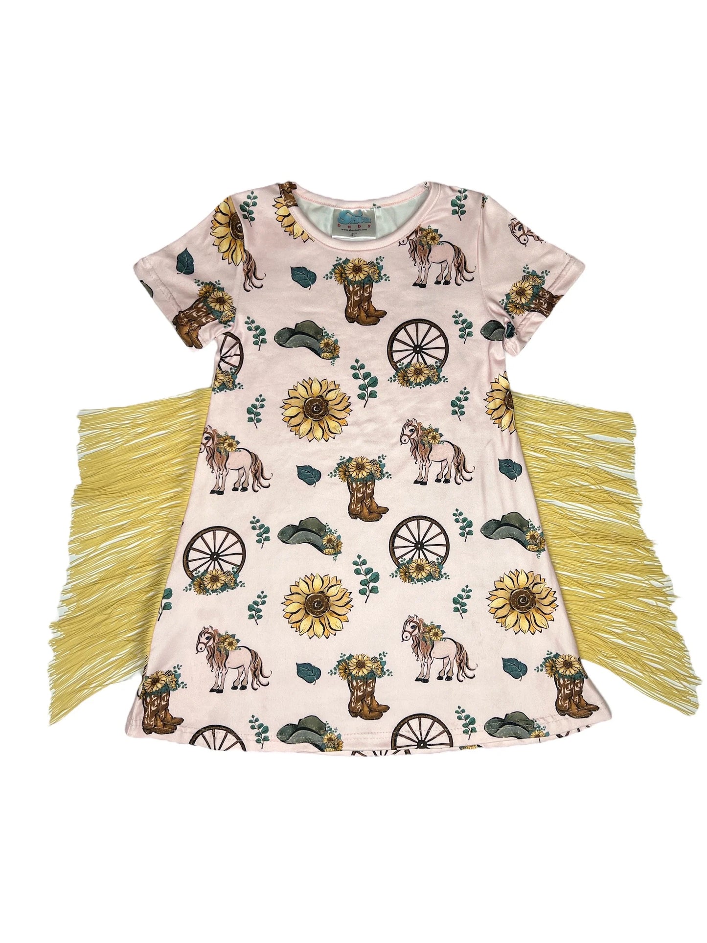 Shea Baby Girl's Sunflower Dress with Fringe