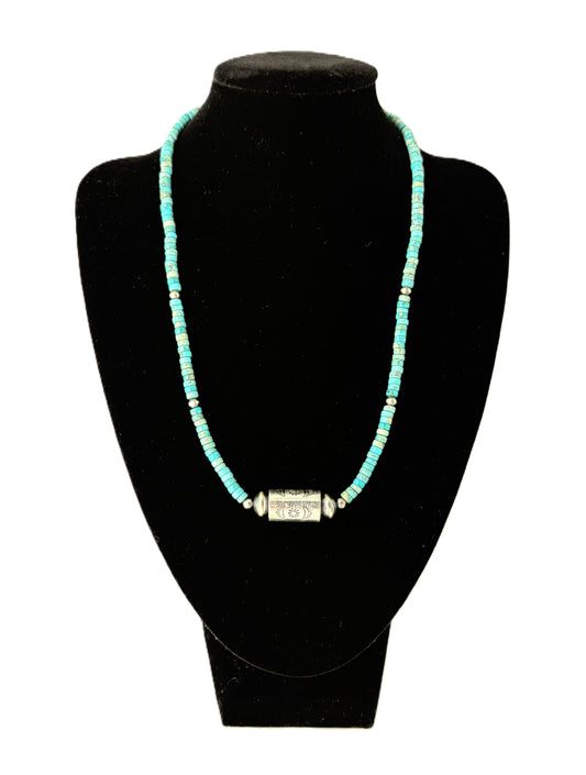 Turquoise Barrel Bead Necklace