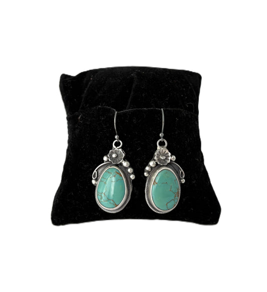 Silver Bloom Turquoise Earrings