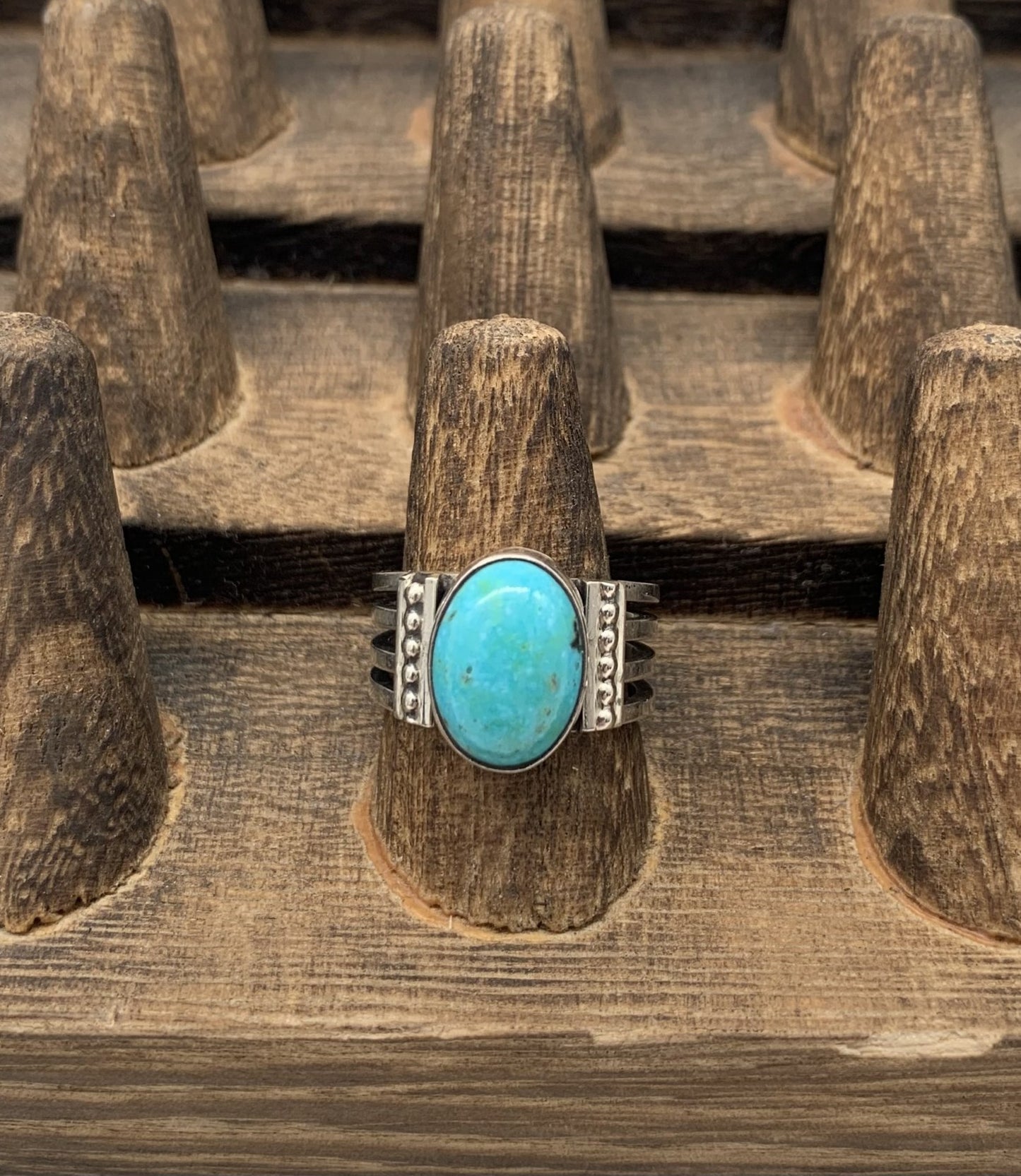 Oval Turquoise Multi-Band Ring- Size 8