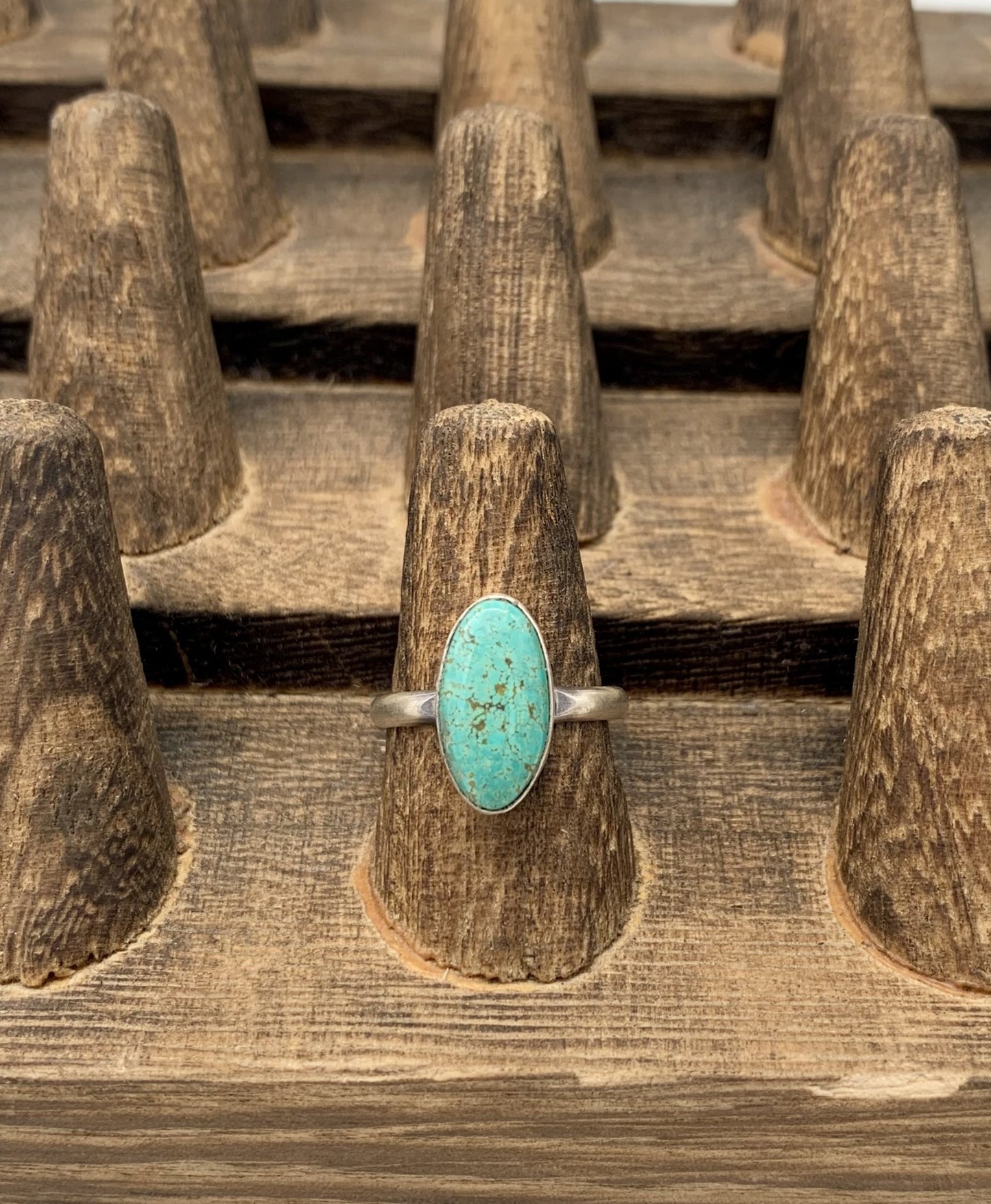 Elongated Turquoise Statement Ring- Size 7 1/2