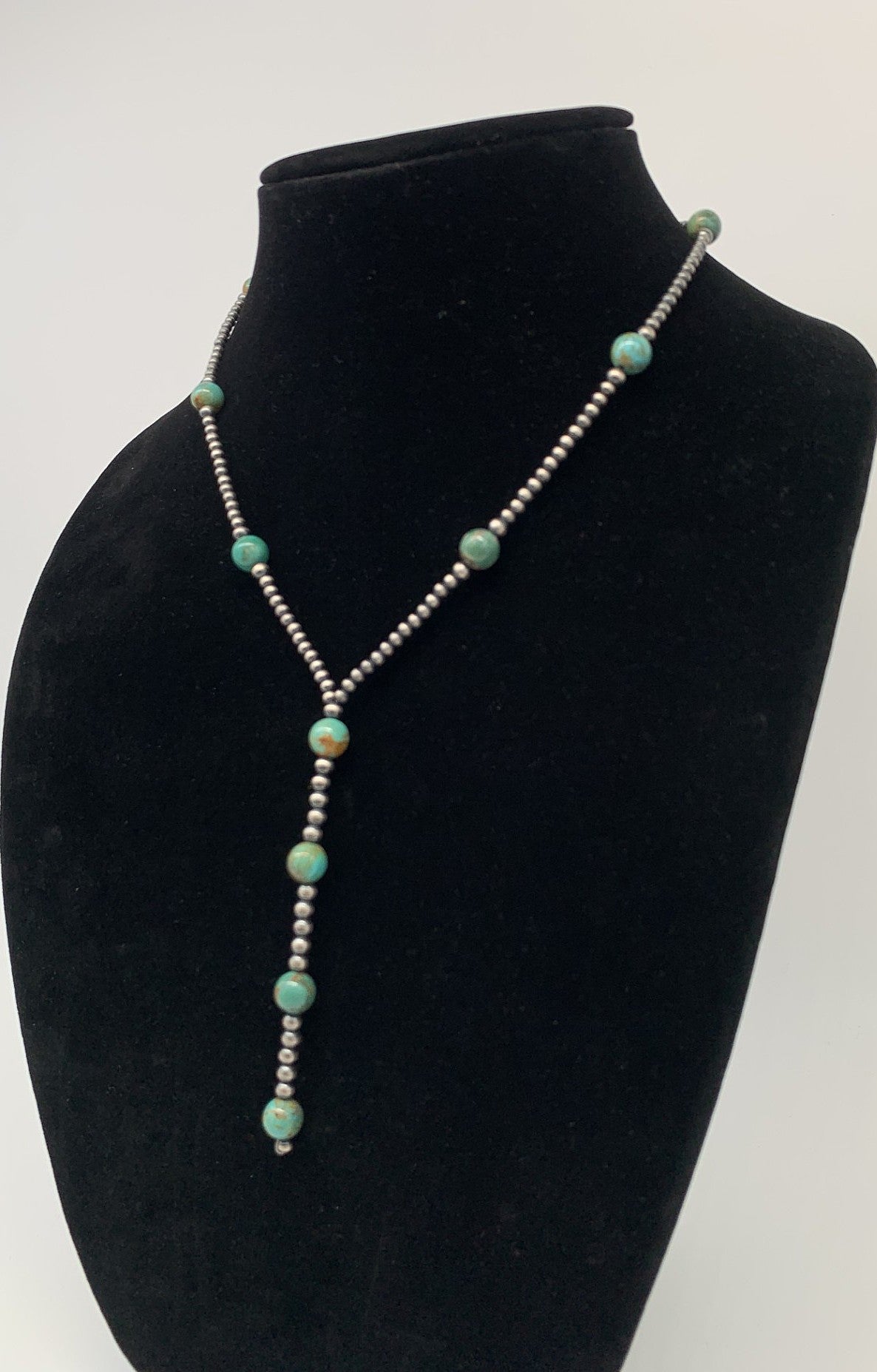 Navajo Pearl and Turquoise Bead Lariat Necklace