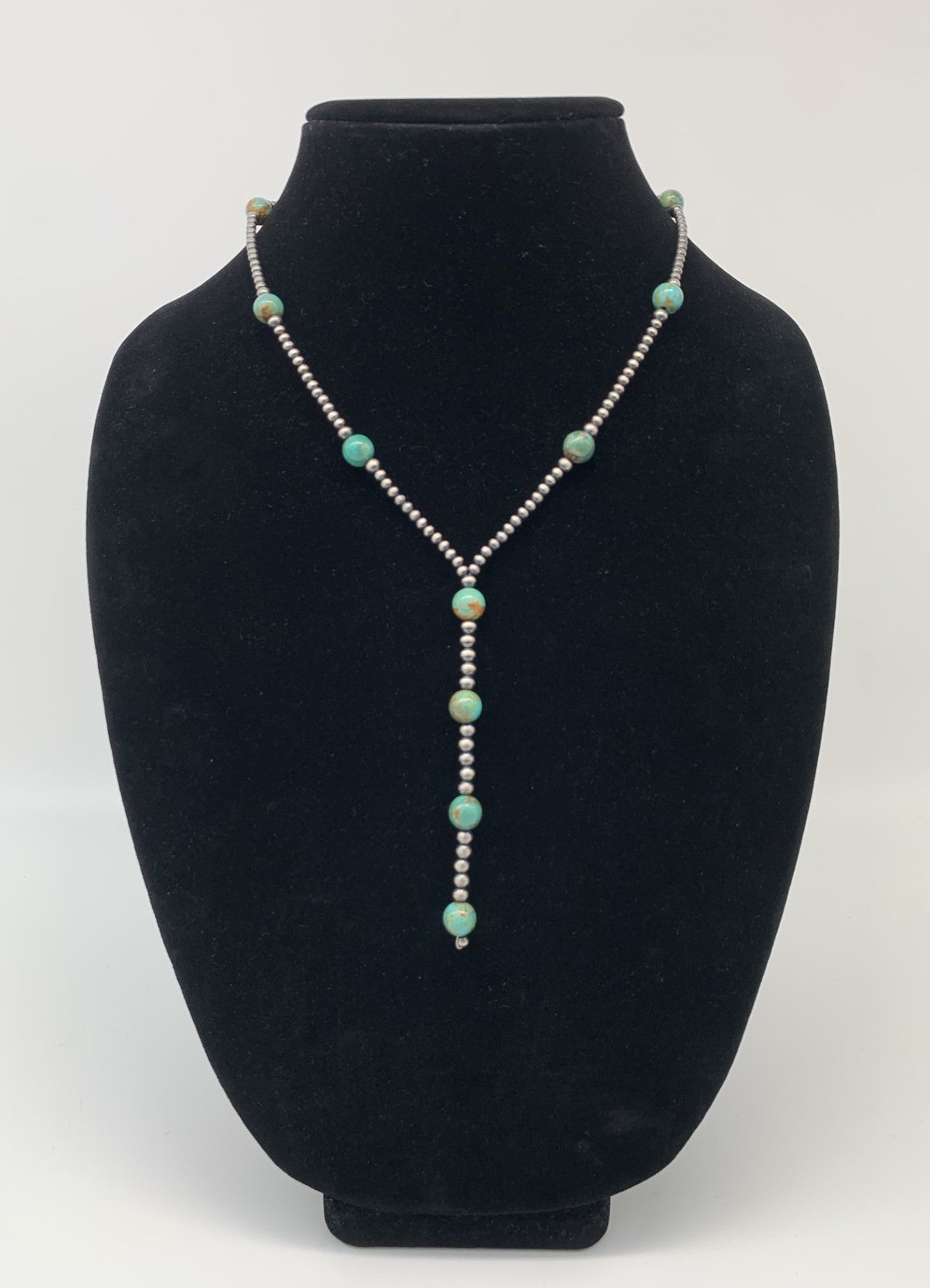 Navajo Pearl and Turquoise Bead Lariat Necklace