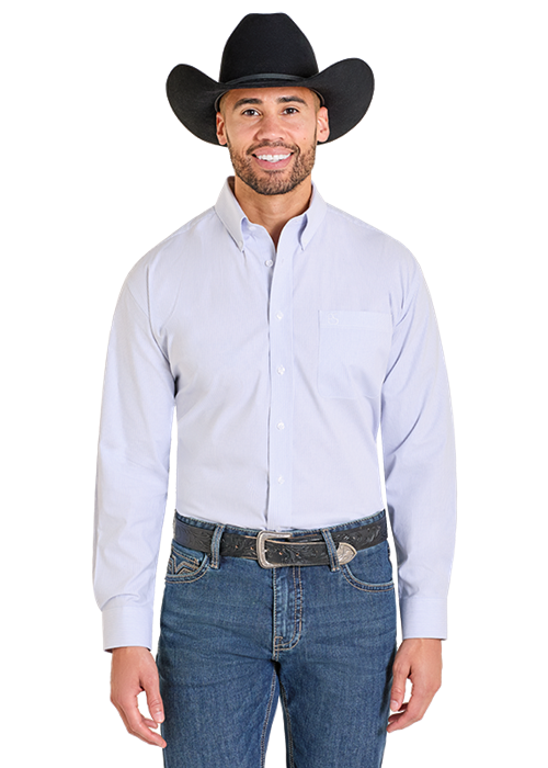 Panhandle Slim Men's Classic Fit Blue Stripe Button Down Shirt