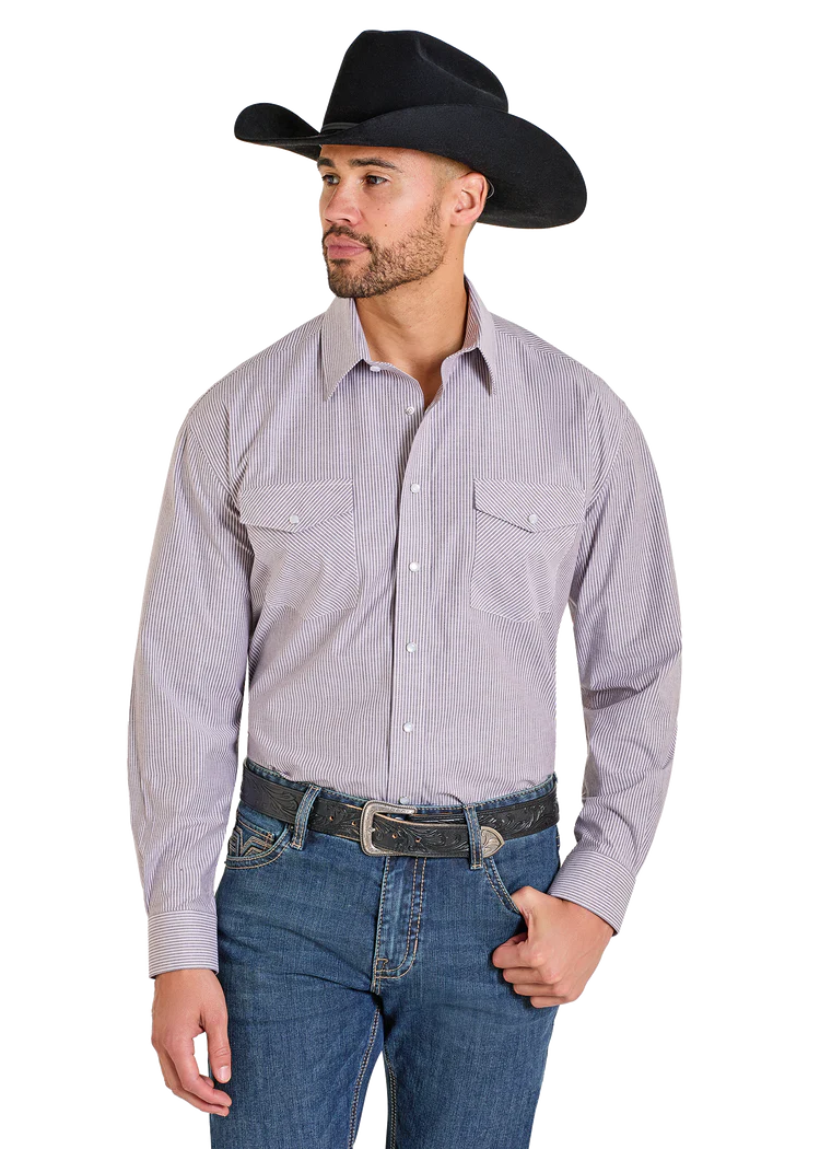 Panhandle Slim Pin Stripe Long Sleeve Button Shirt