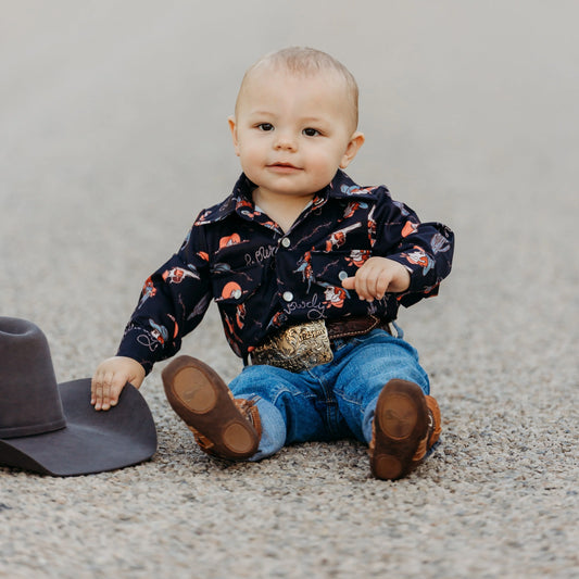 Shea Baby Yeehaw Long Sleeve Pearl Snap Onesie