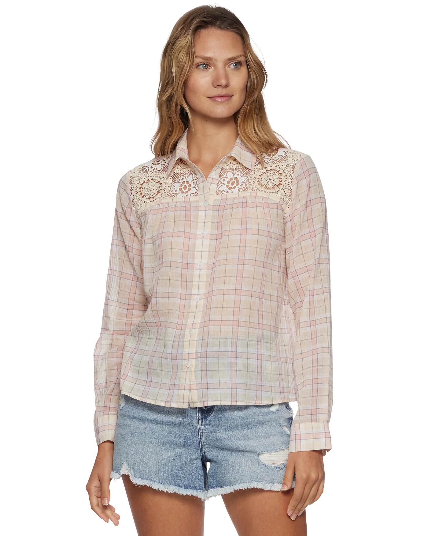 Flag & Anthem Bloomston Light Pink/Cream Crochet Shirt