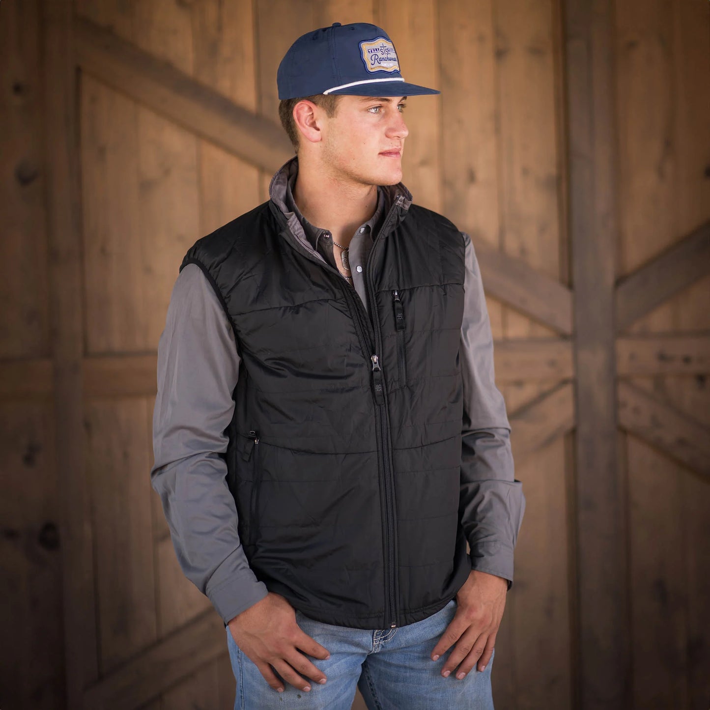 STS Ranchwear Men's Sterling Black Vest